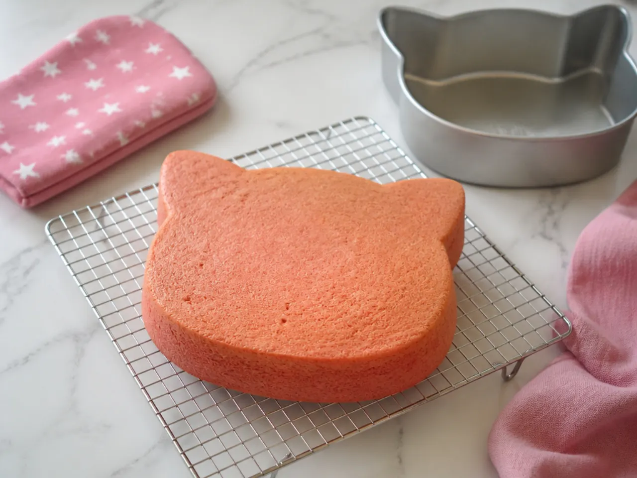 homemade hello kitty cake — step 3: bake and cool