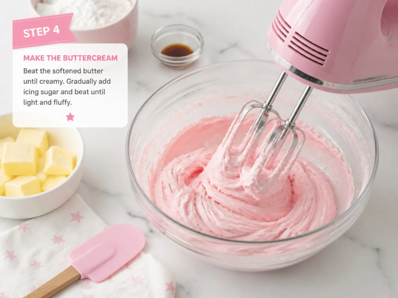 homemade hello kitty cake — step 4: make the buttercream