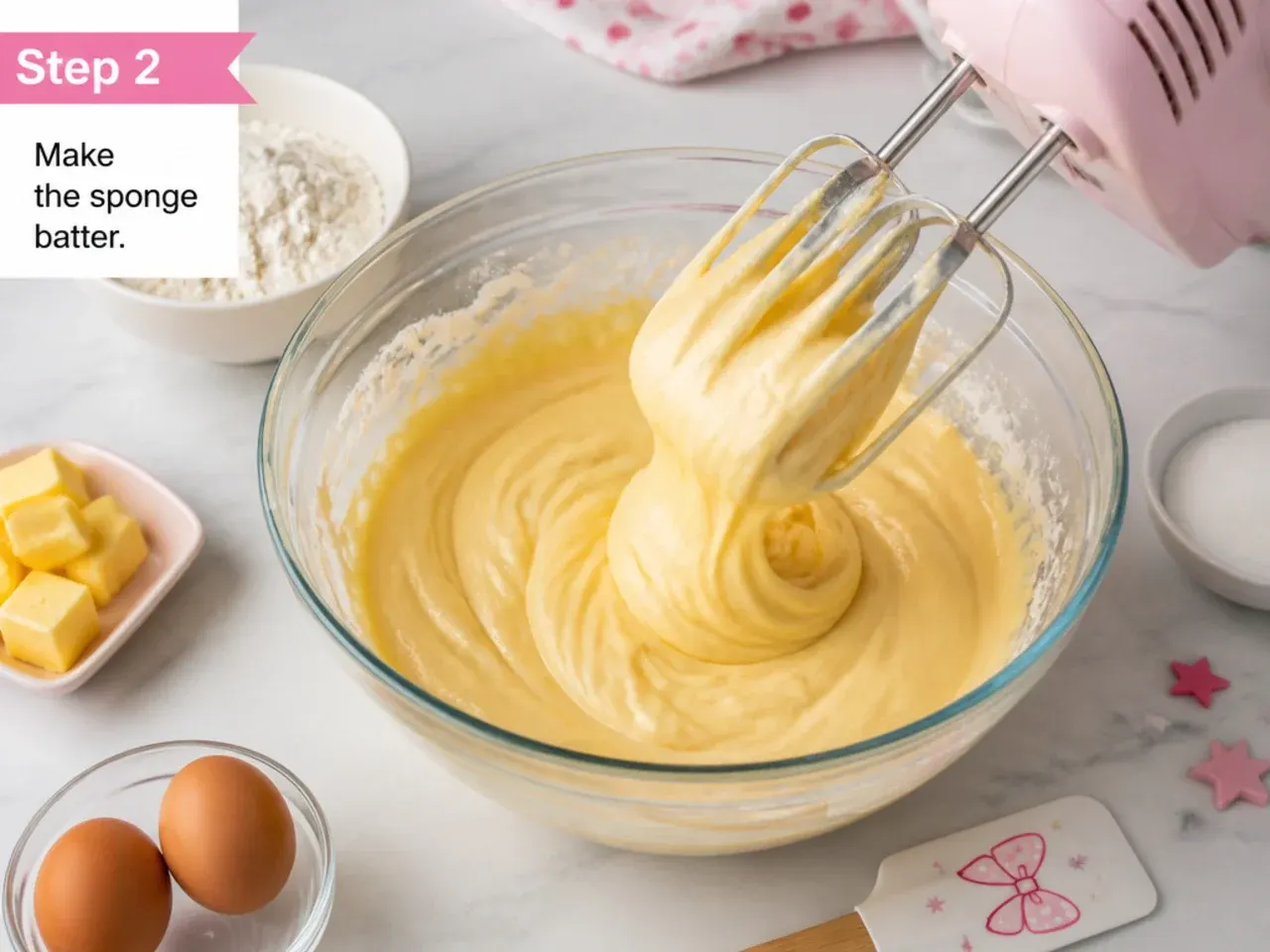 homemade minnie mouse cake — step 2: make the sponge batter