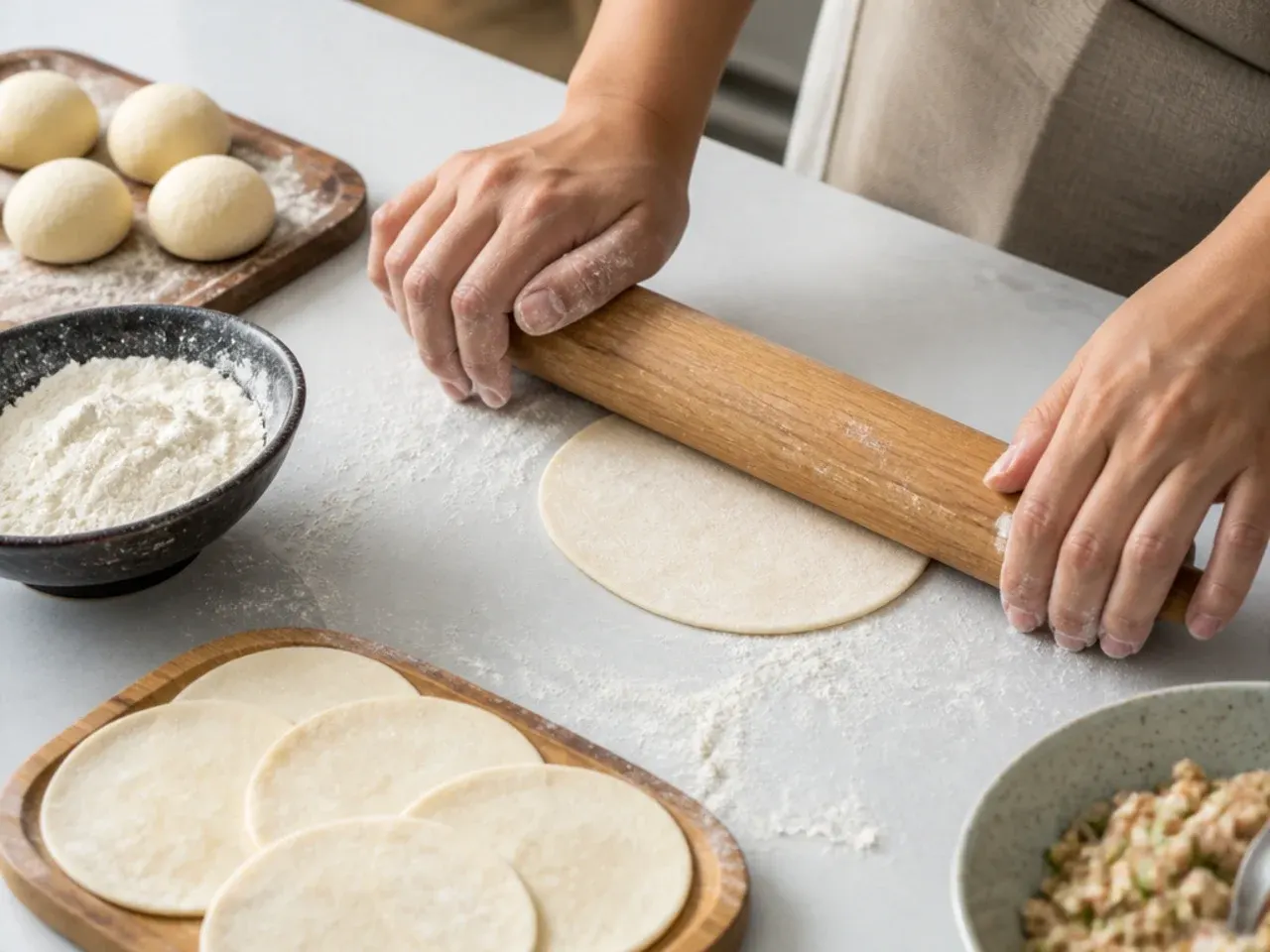 homemade momos — step 3: roll the wrappers