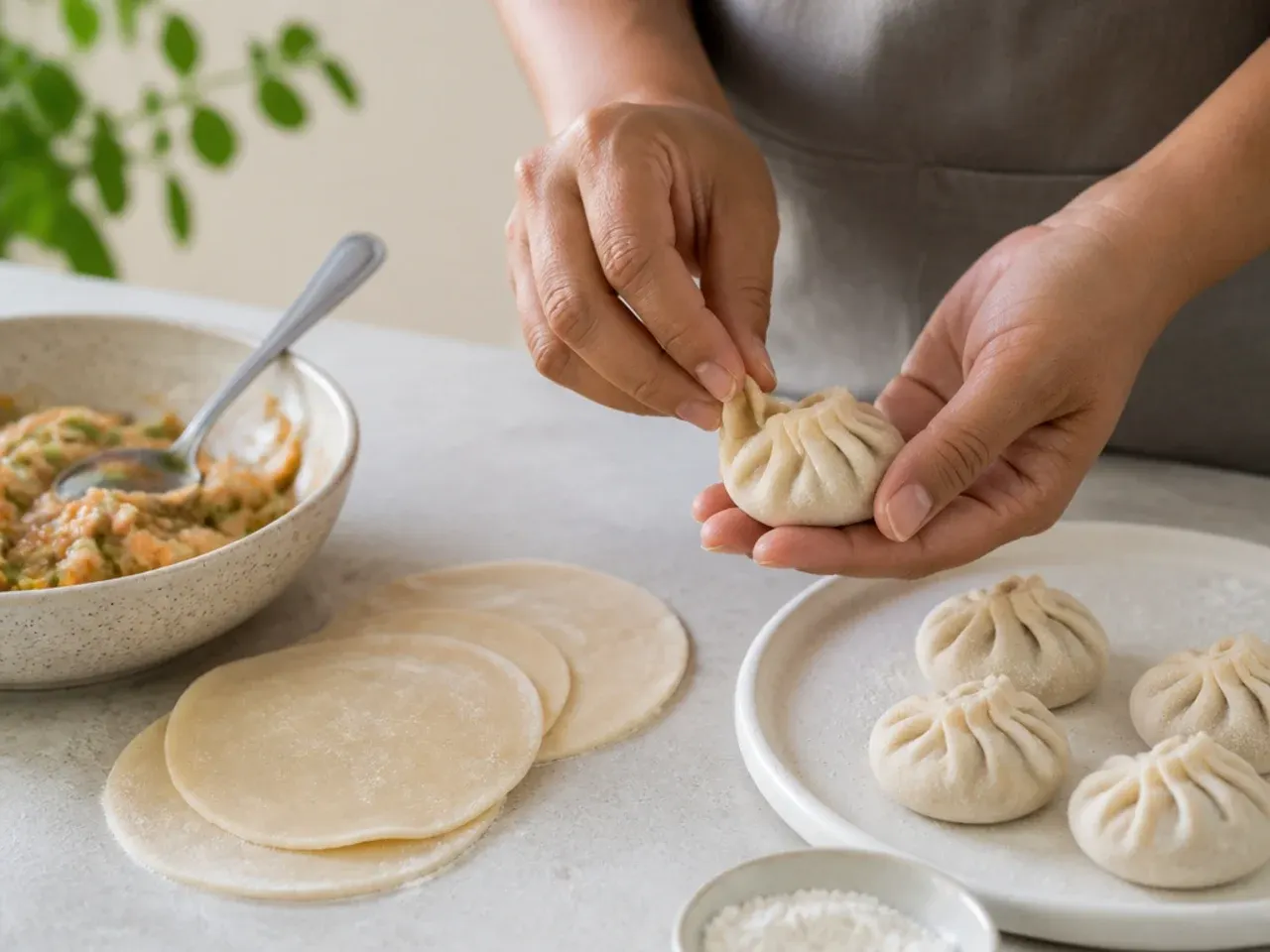 homemade momos — step 4: fill and seal