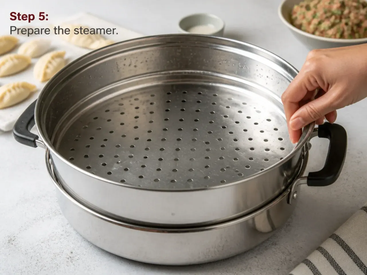 homemade momos — step 5: prepare the steamer