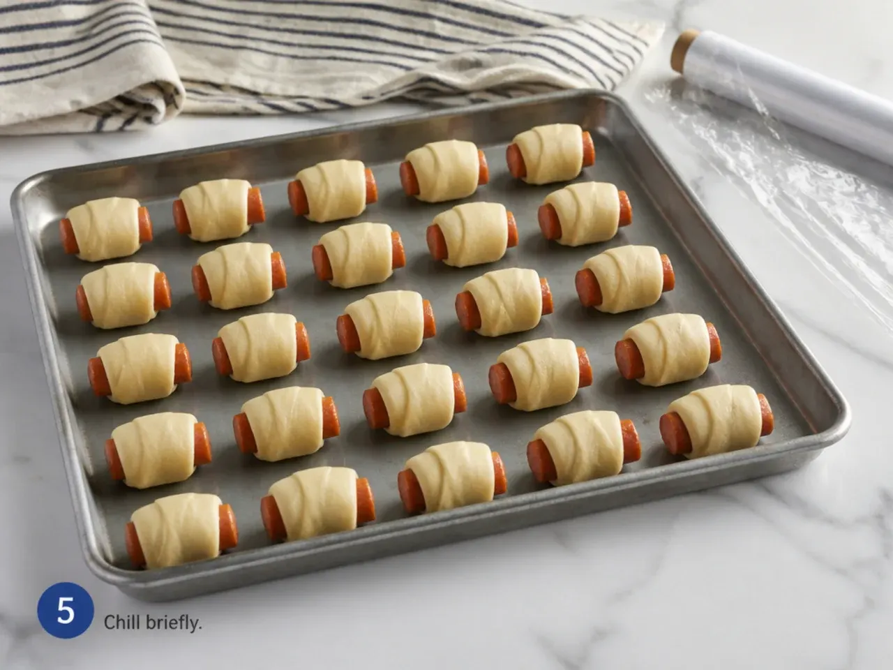 homemade pigs in a blanket — step 5: chill briefly