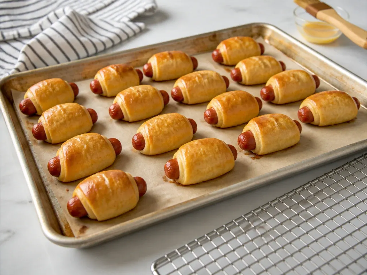 homemade pigs in a blanket — step 7: bake and rest
