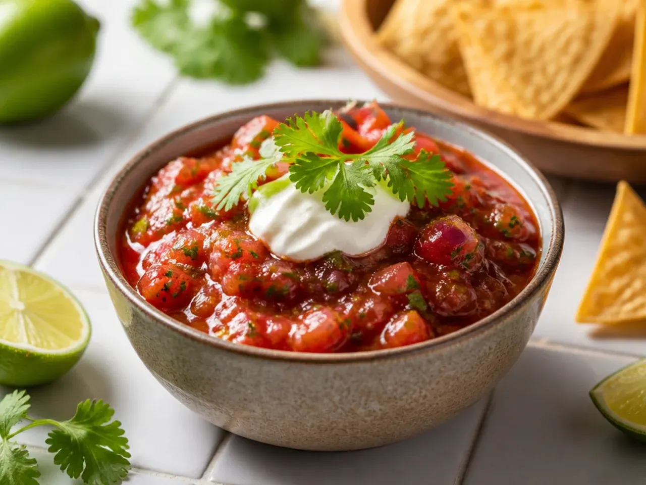 Dark reddish-brown chipotle salsa in a bowl with visible flecks of smoky pepper