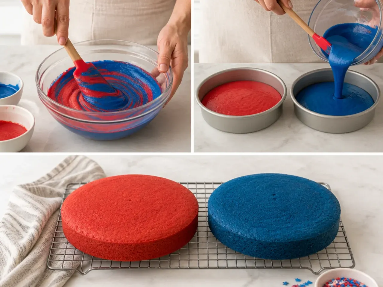 homemade spiderman cake — step 1: mix and bake the layers