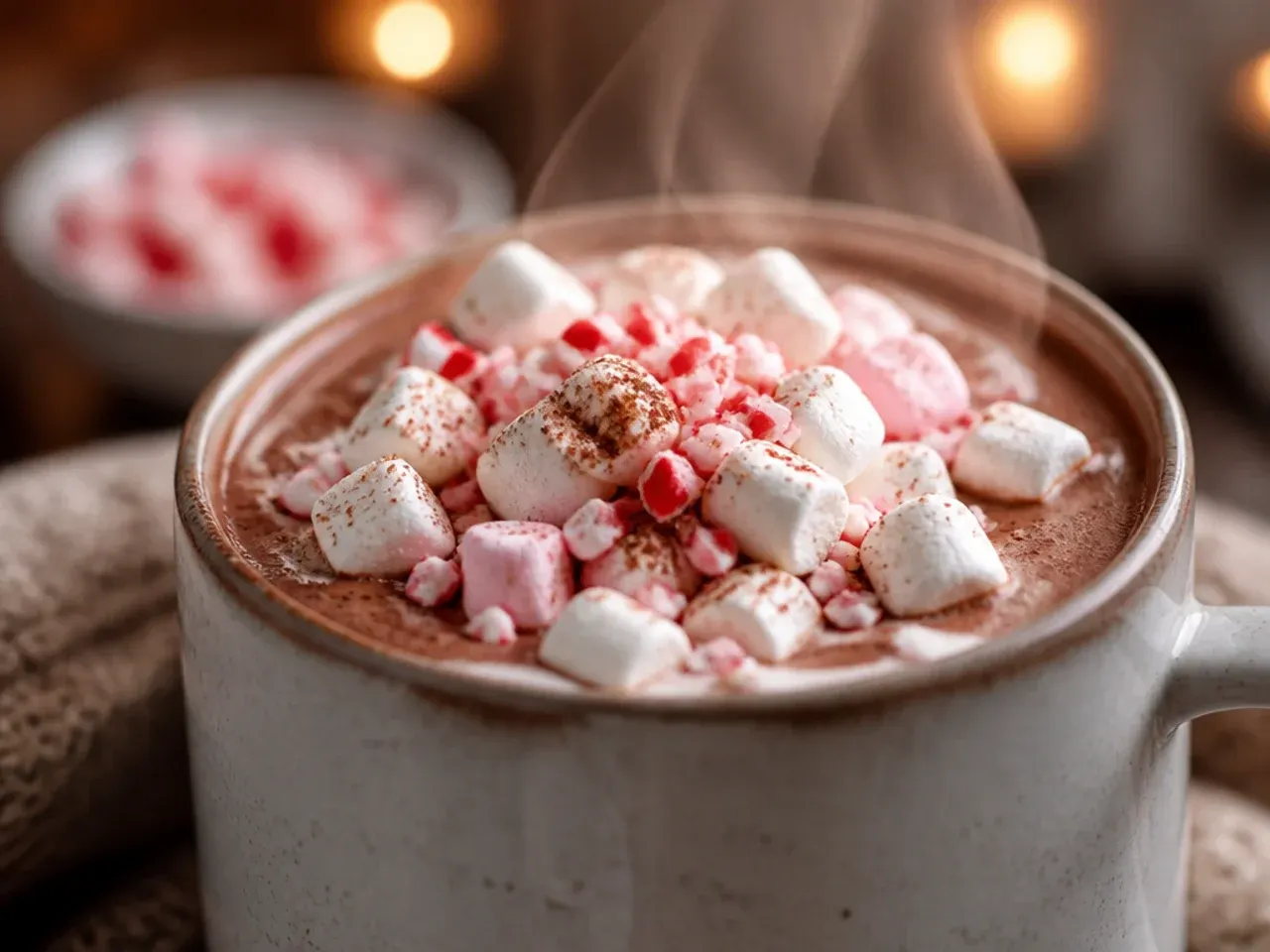 Small jug of chilled hot chocolate base being poured into a crock pot alongside a jug of milk