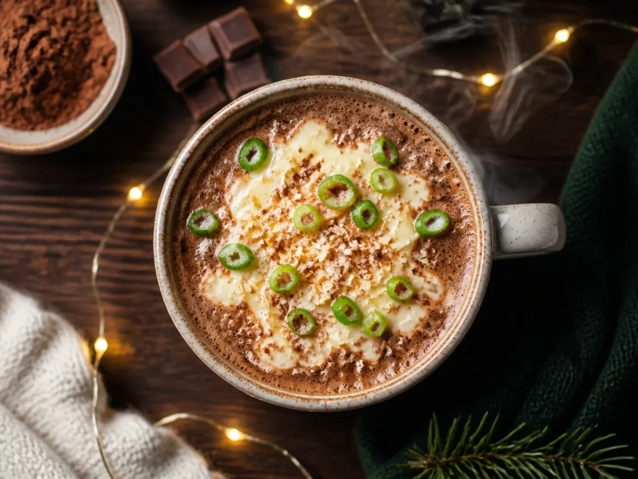 Simple budget hot chocolate made with cocoa powder in a plain white mug