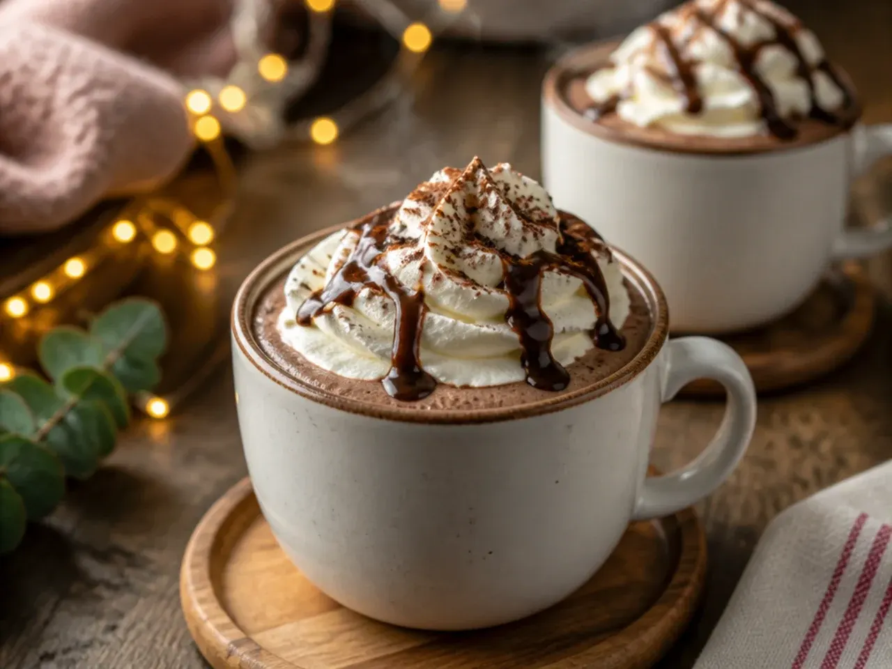 Slow cooker filled with hot chocolate ready for guests to serve themselves