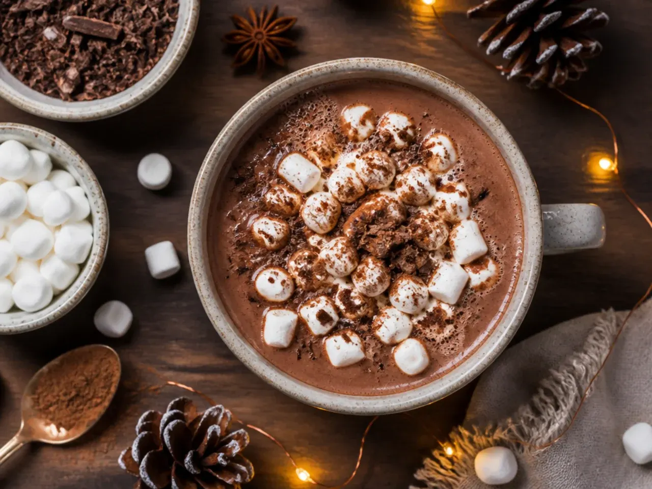 Dairy-free oat milk hot chocolate in a ceramic mug