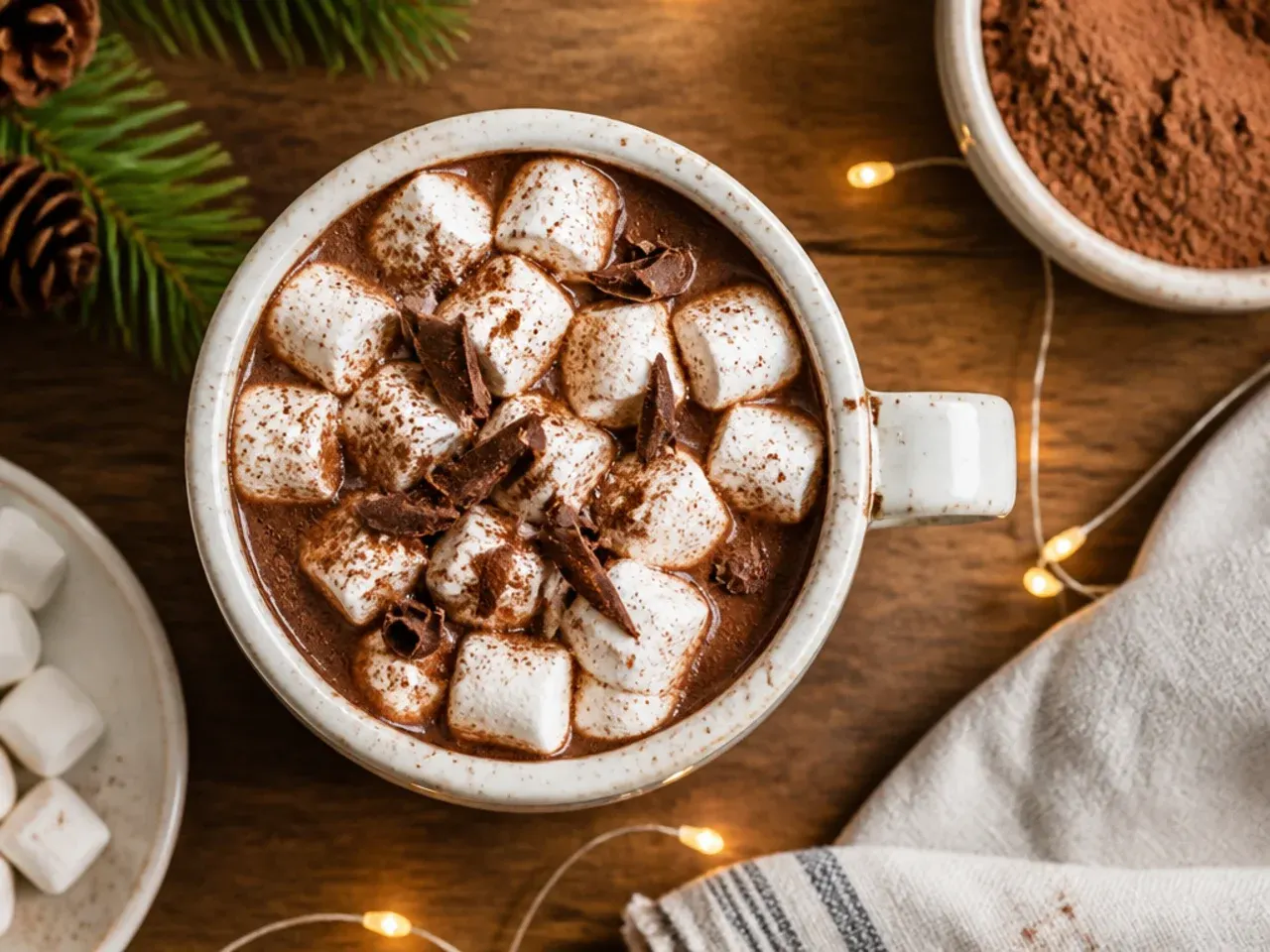 Whisking cocoa paste into warm milk in a saucepan
