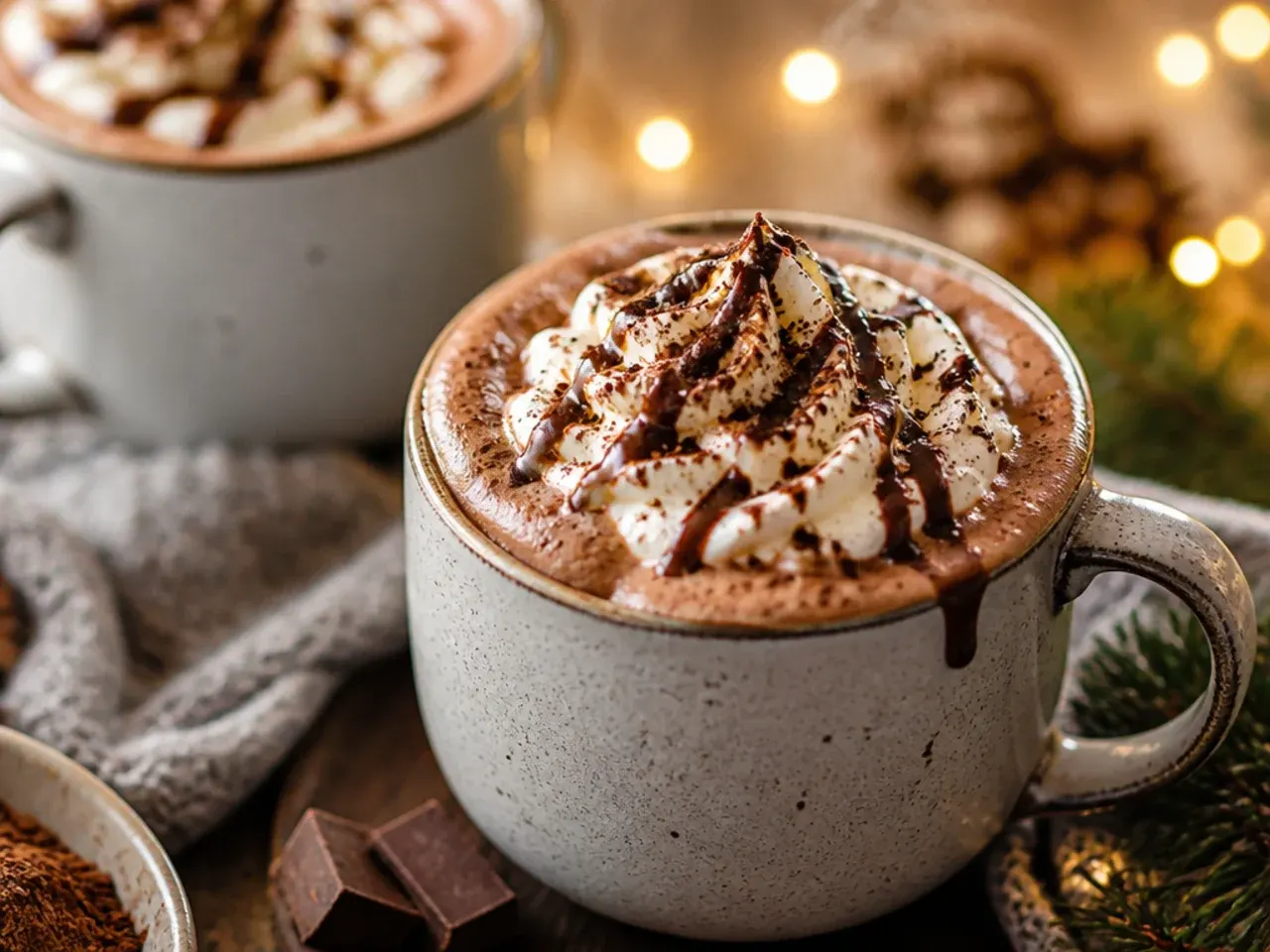 Hot chocolate bar with toppings set out for a party