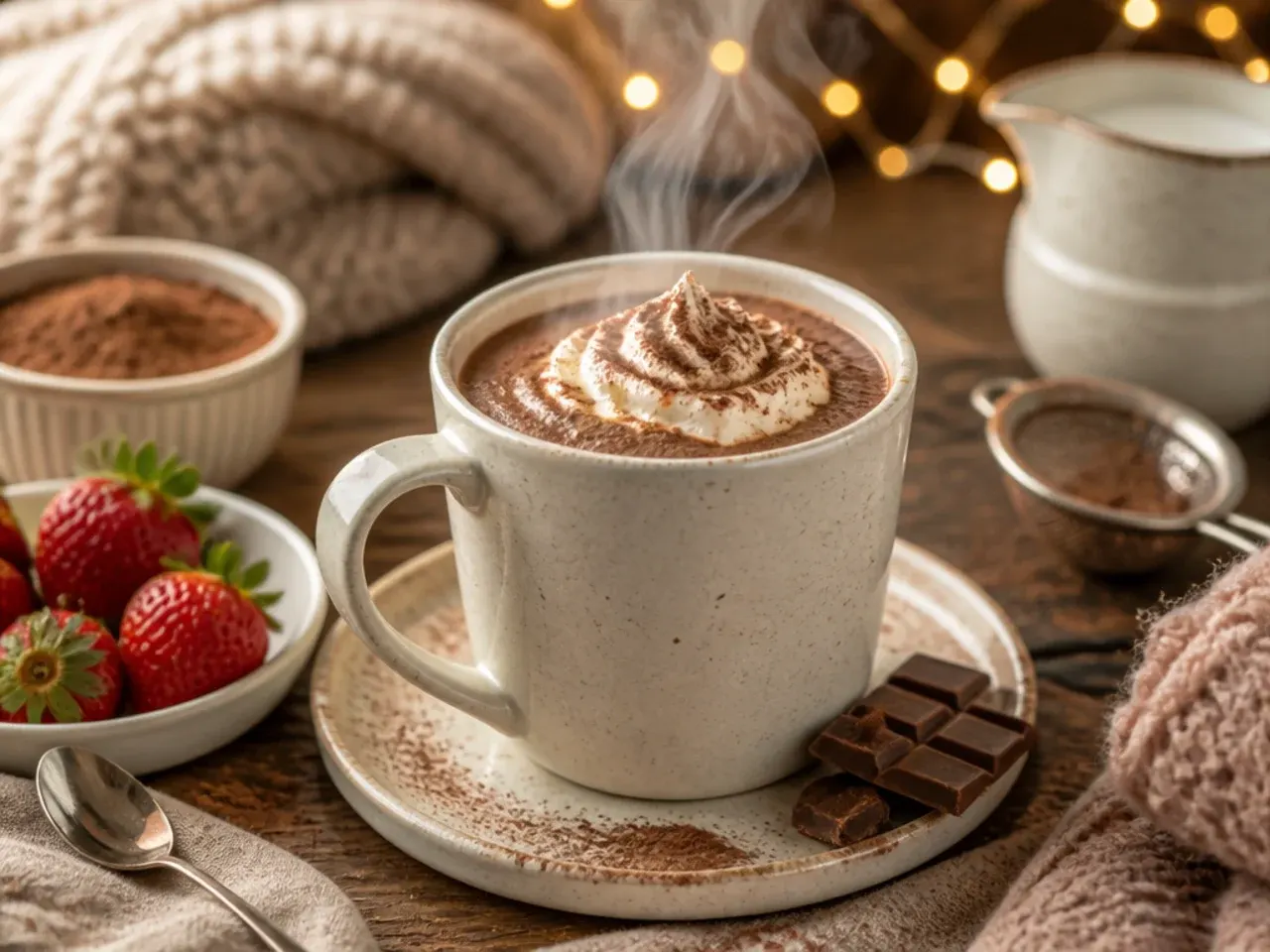 Child-friendly hot chocolate served in a small mug