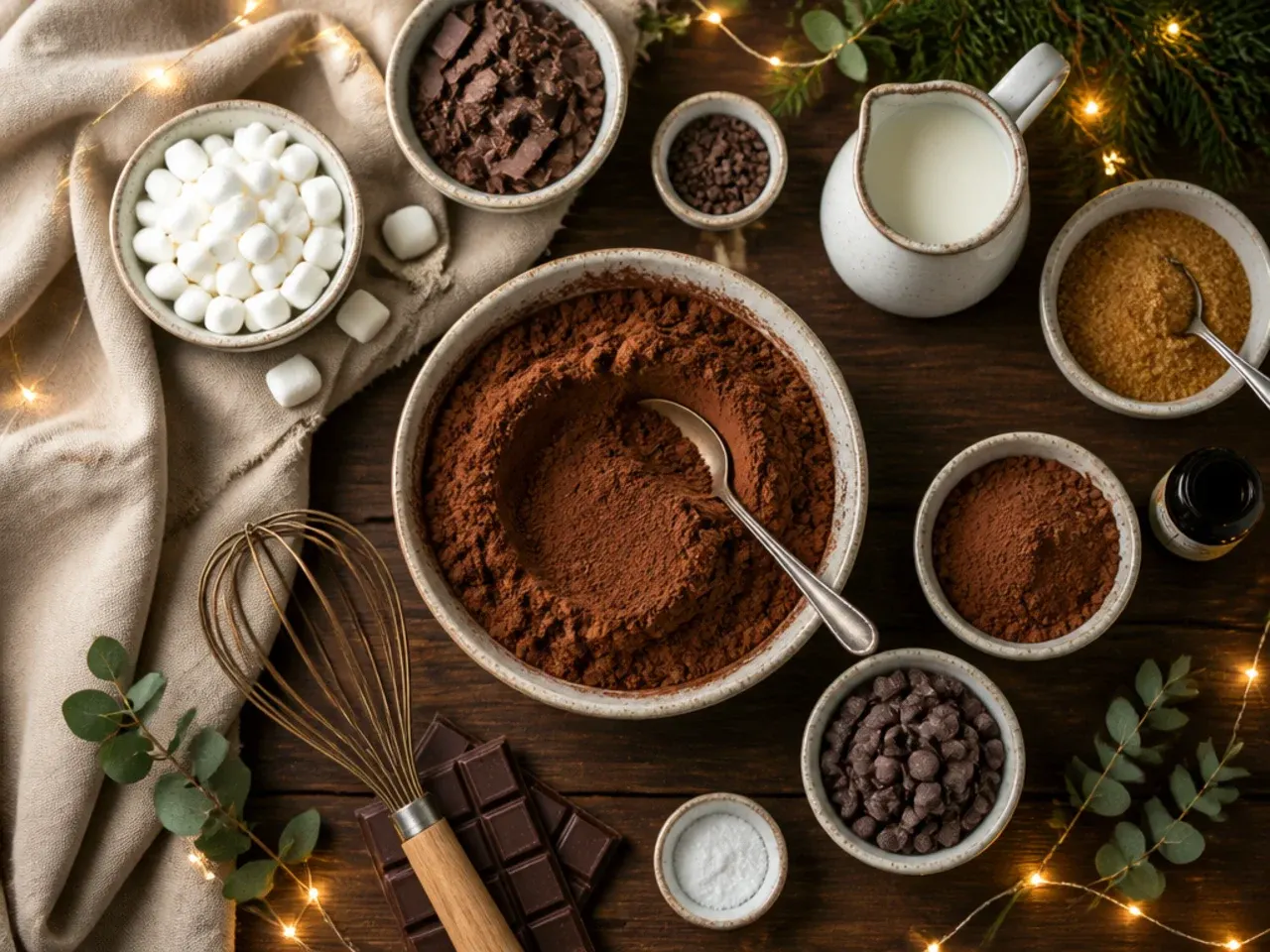 Close-up of smooth cocoa paste being whisked in a saucepan
