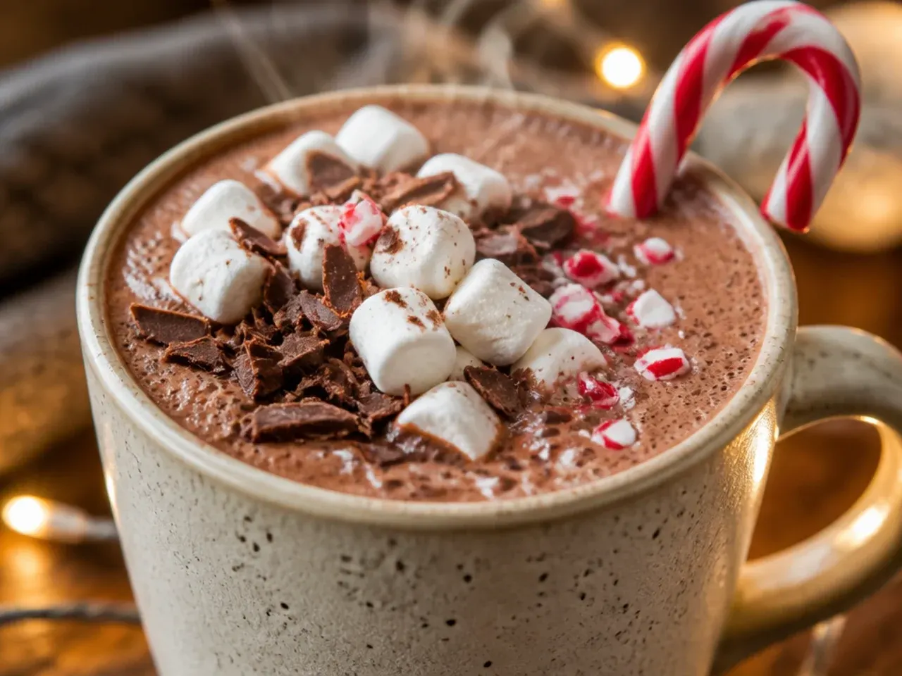 Jar of hot chocolate concentrate paste next to a mug of finished hot chocolate