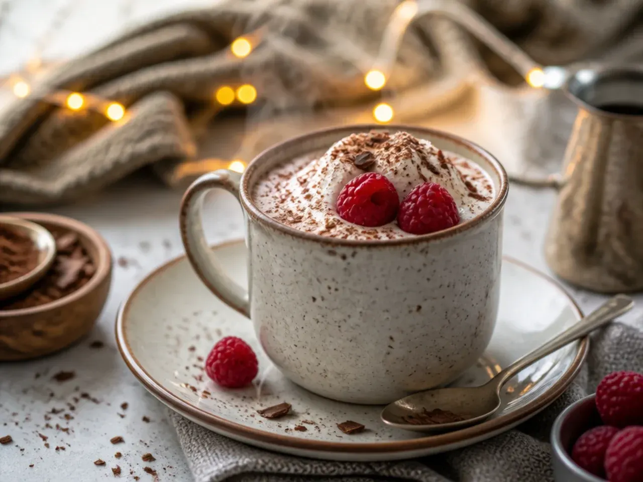 Two mugs of family-friendly hot chocolate with marshmallows, one smaller for a child