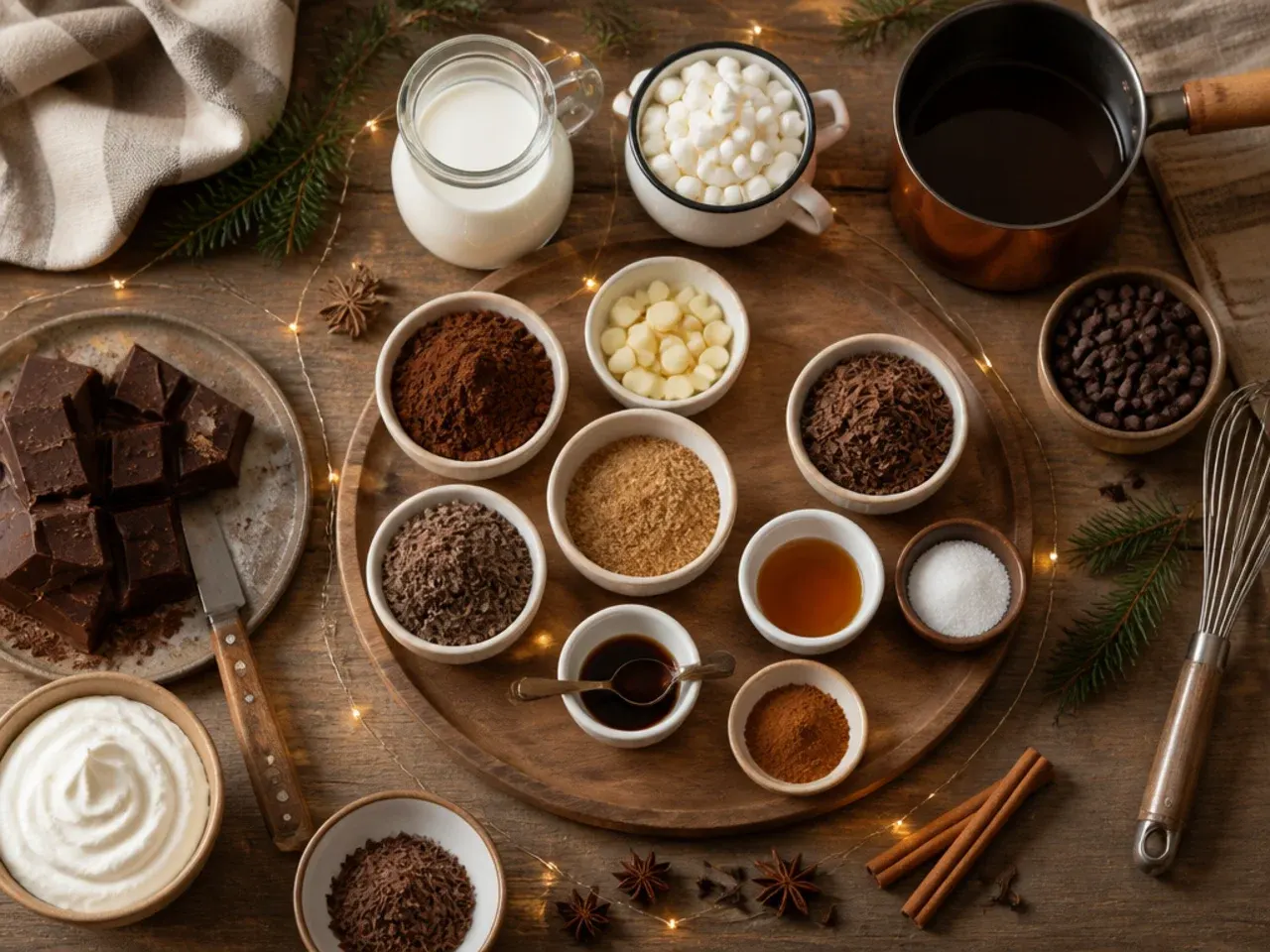 Close-up of cocoa paste being whisked smooth in a small bowl