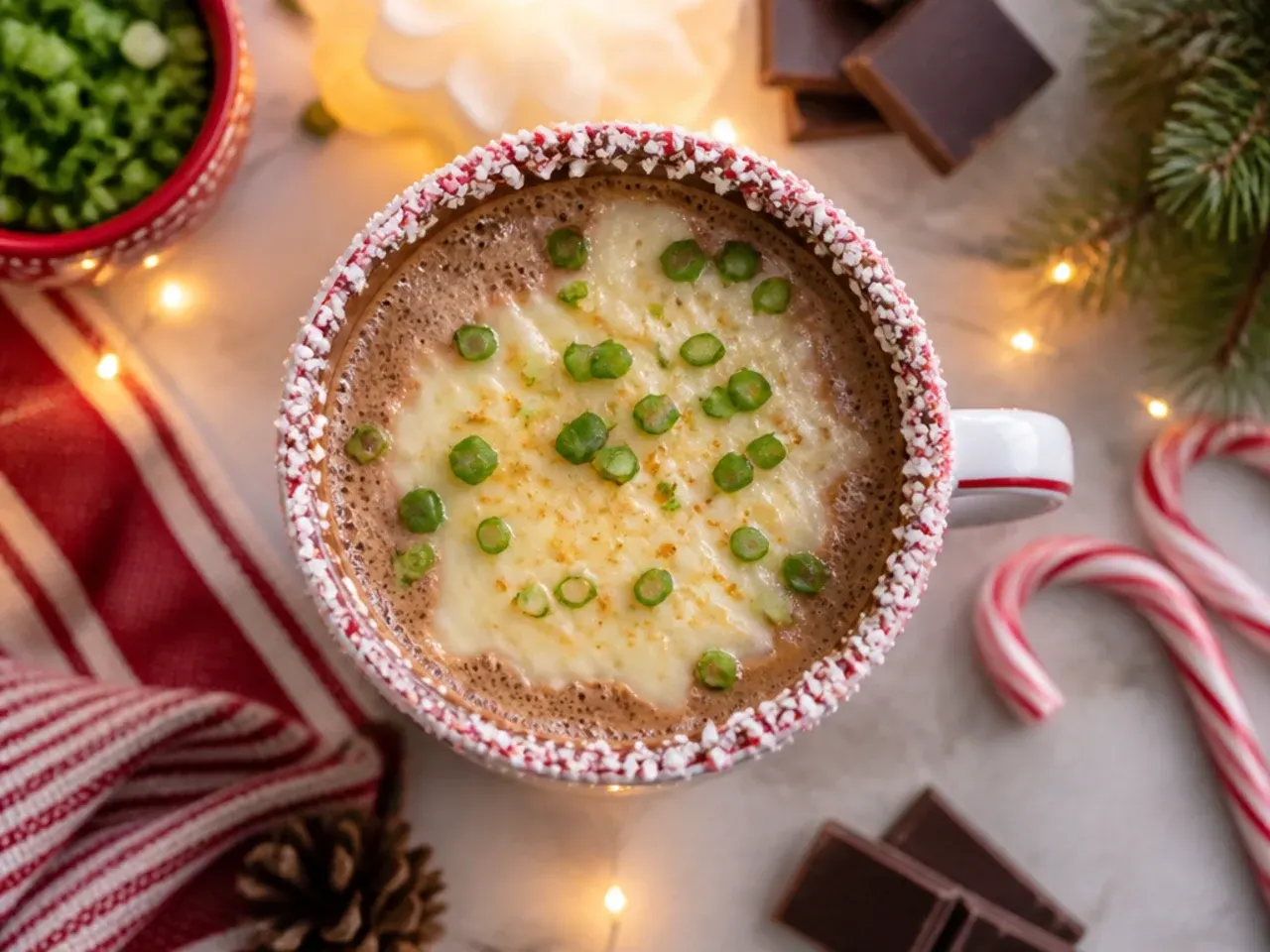 Pot of classic creamy hot cocoa being whisked on the stovetop