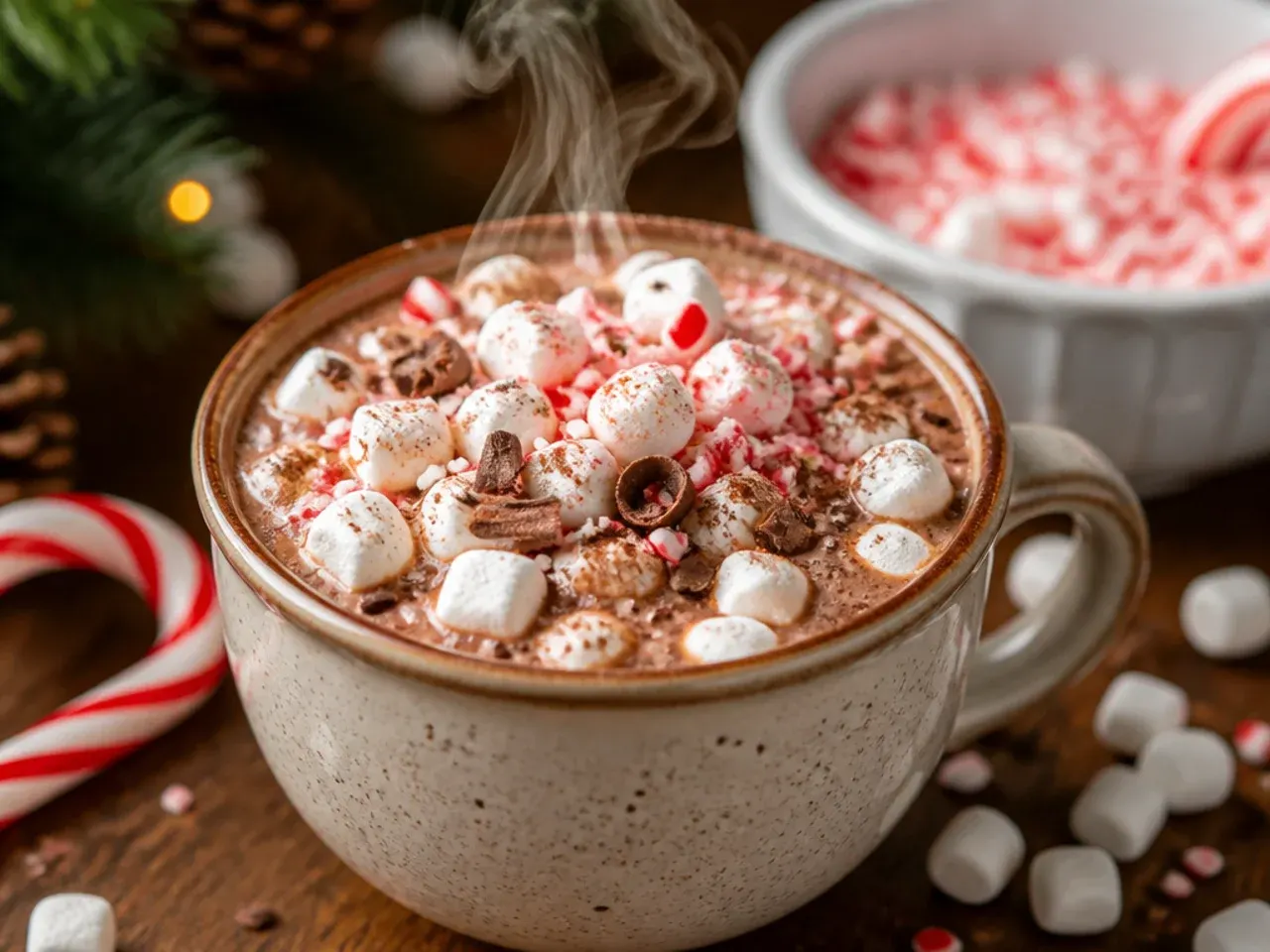 Jars of homemade hot cocoa mix with ribbon, ready for a Christmas cocoa bar
