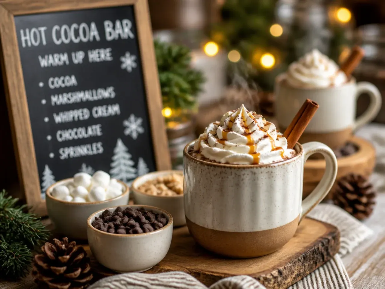 Crowd-pleasing dual-station hot cocoa bar decor setup