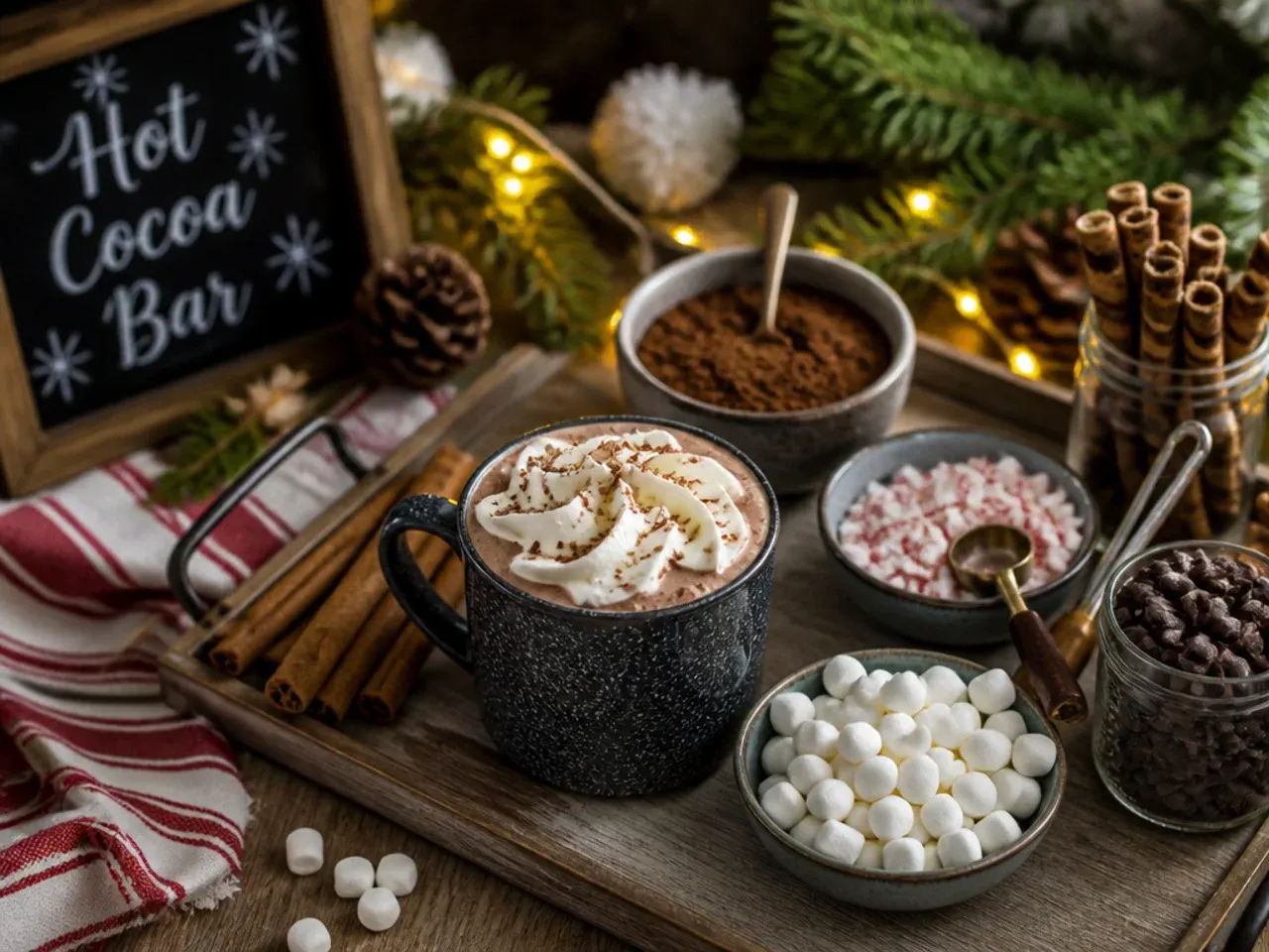 Quick and simple ten-minute hot cocoa bar decor