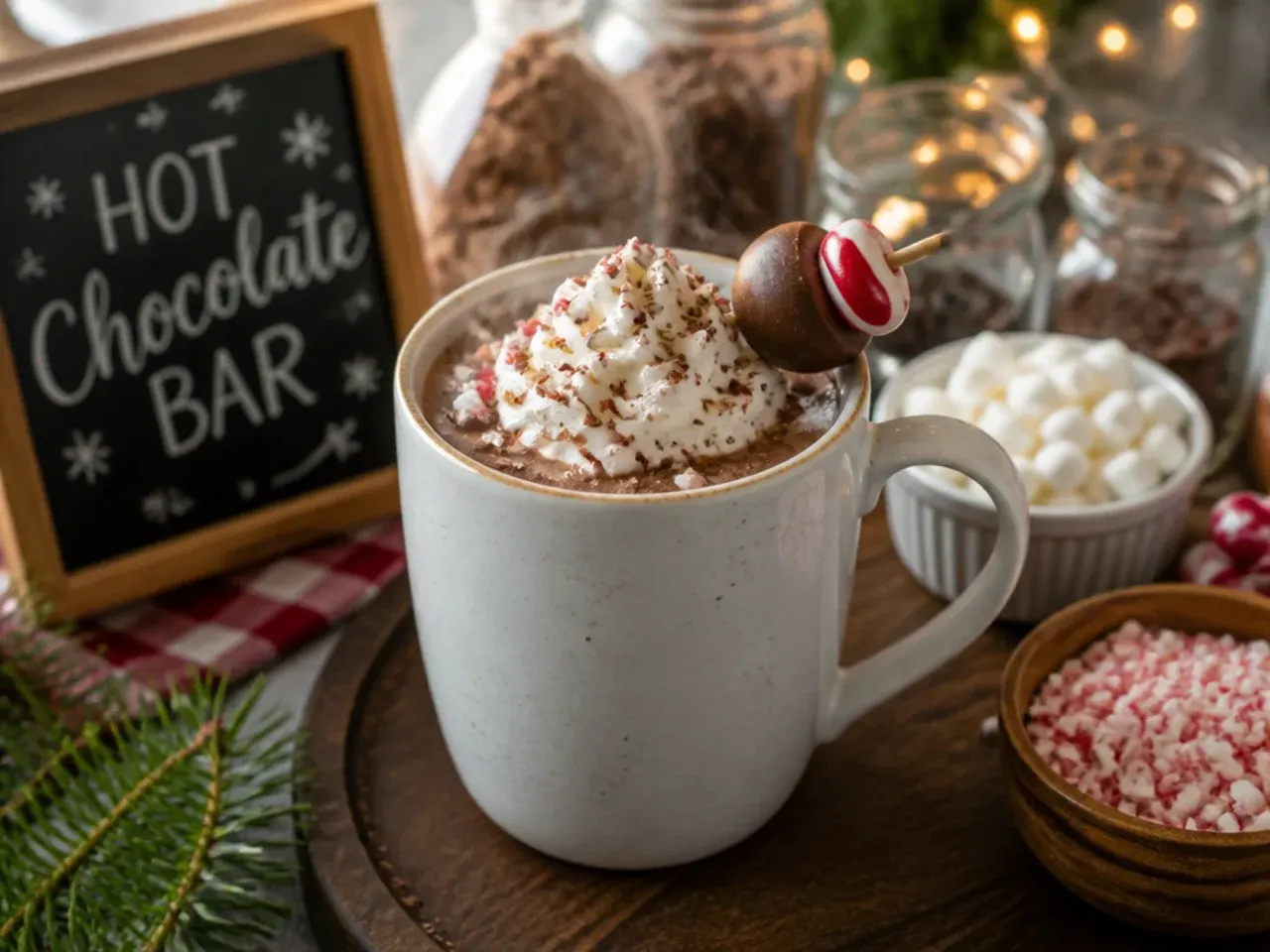 Saucepan of hot cocoa being whisked on the stove with a vanilla pod nearby