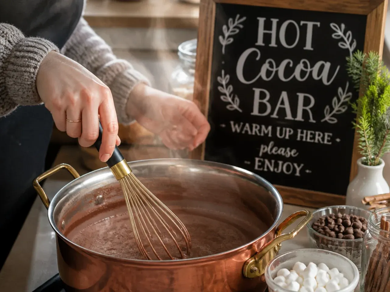 hot cocoa bar sign recipe step 1