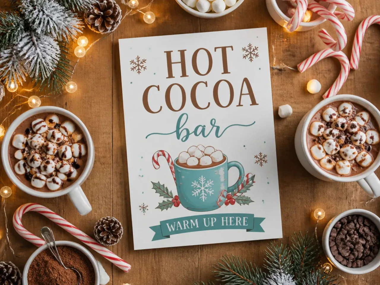 Budget-friendly handwritten cardstock hot cocoa bar sign
