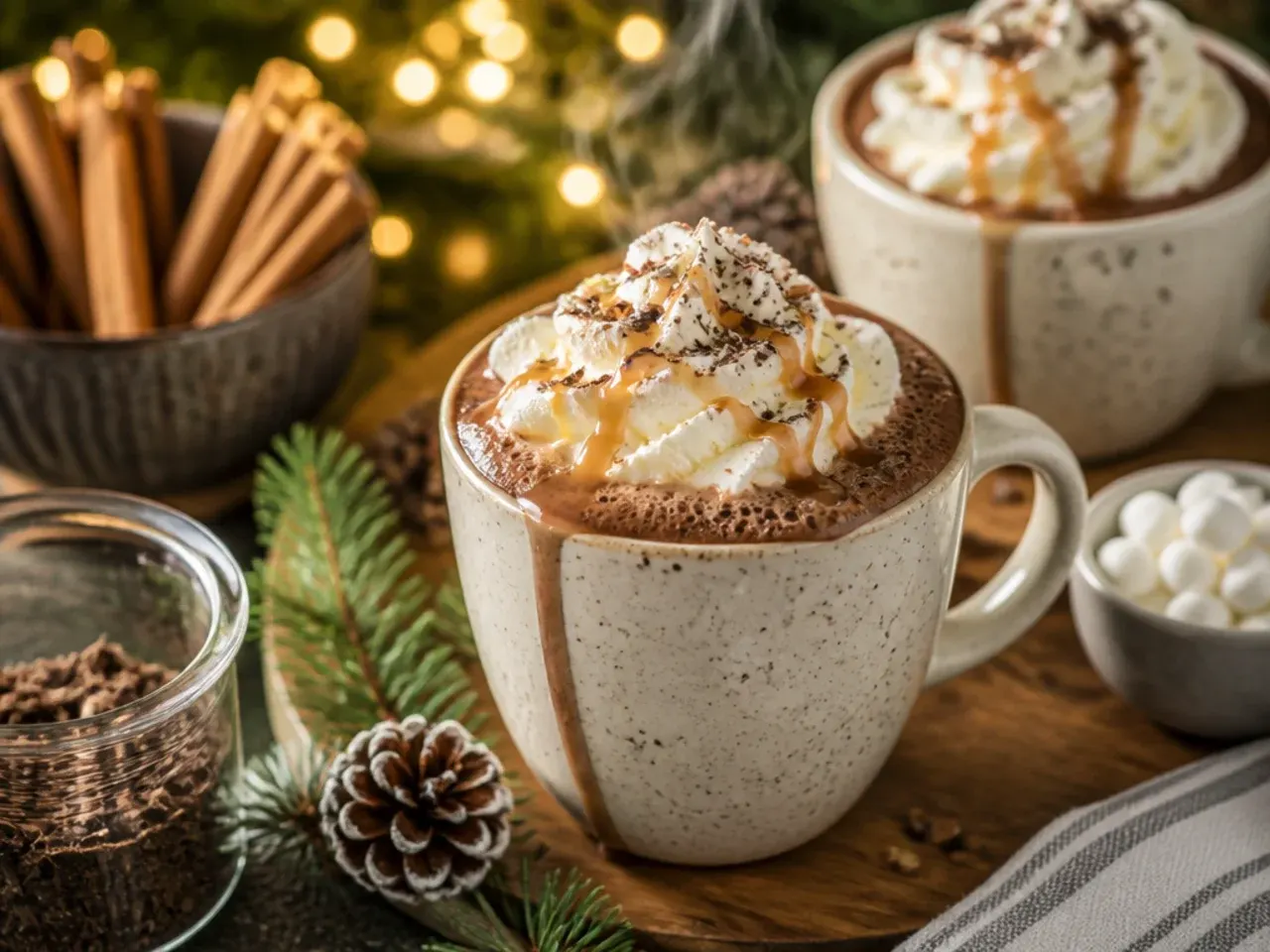 Cocoa powder, sugar and milk being whisked together in a single mug