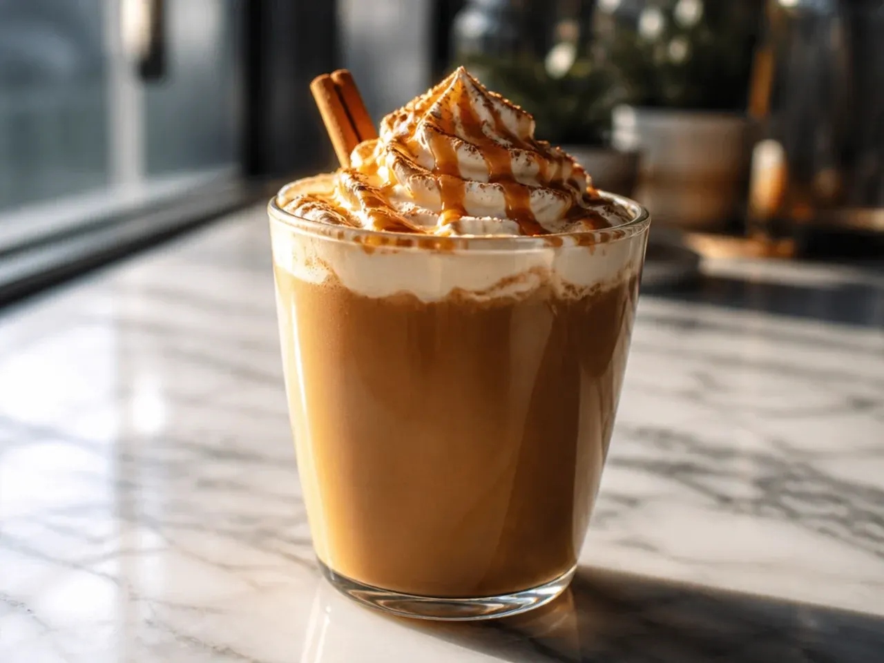 Salted caramel mocha with whipped cream, caramel drizzle and flaky sea salt