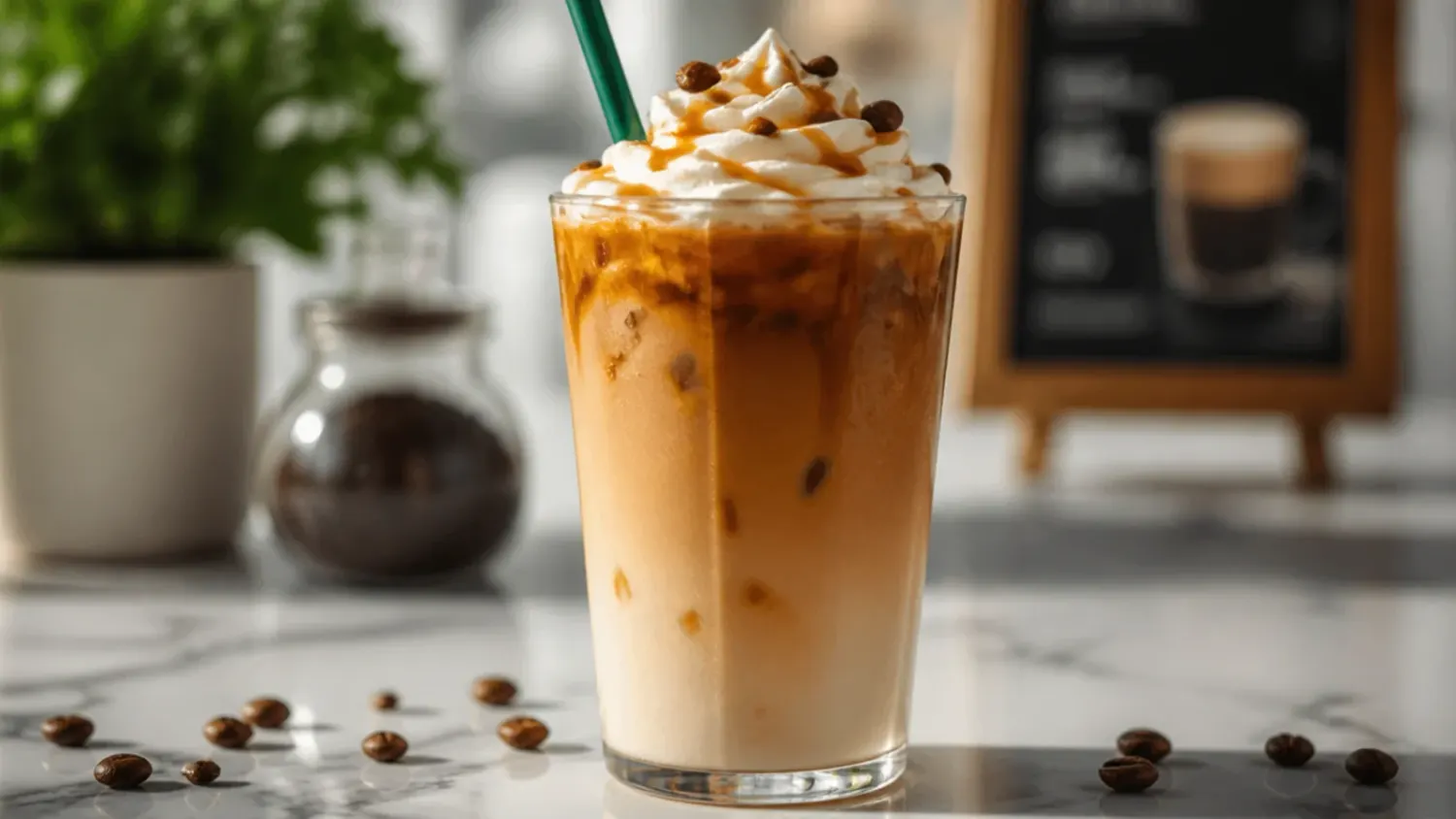 Assortment of iced Starbucks copycat drinks lined up in tall glasses with straws