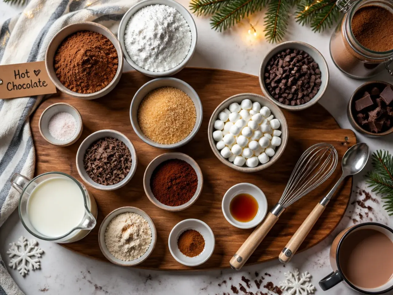 Sifting cocoa powder through a fine mesh sieve into a mixing bowl
