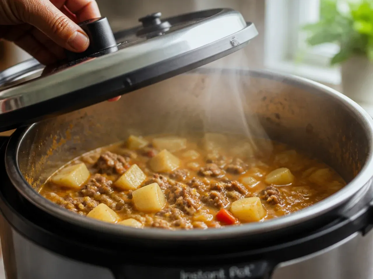 instant pot cheeseburger soup recipe step 5