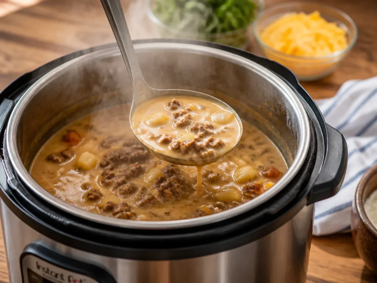 instant pot cheeseburger soup recipe step 7