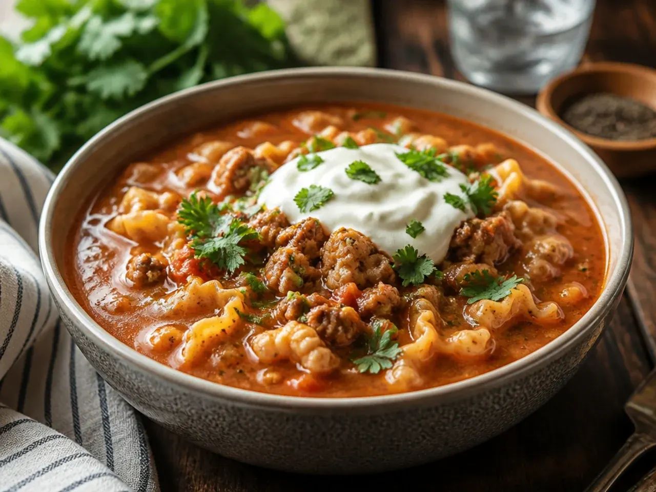 Low-carb instant pot lasagna soup made with cauliflower florets instead of noodles