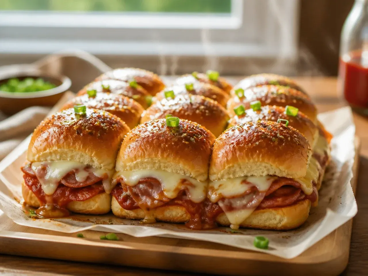 Best-ever spicy Calabrese Italian sliders drizzled with hot honey and melted provolone