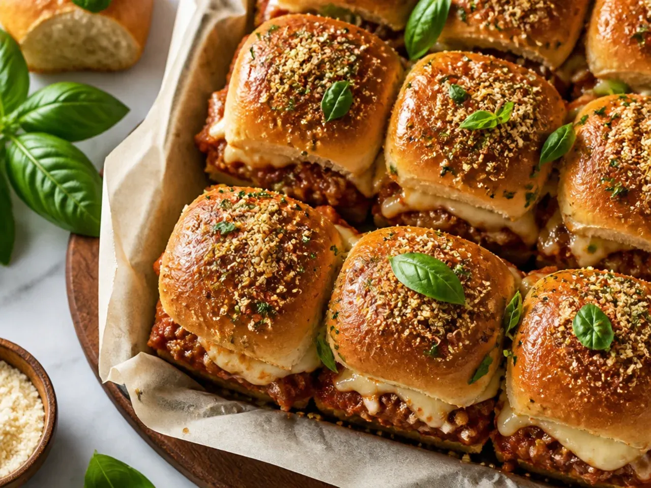 One-pot sausage ragu Italian sliders with rich tomato sauce and melted cheese