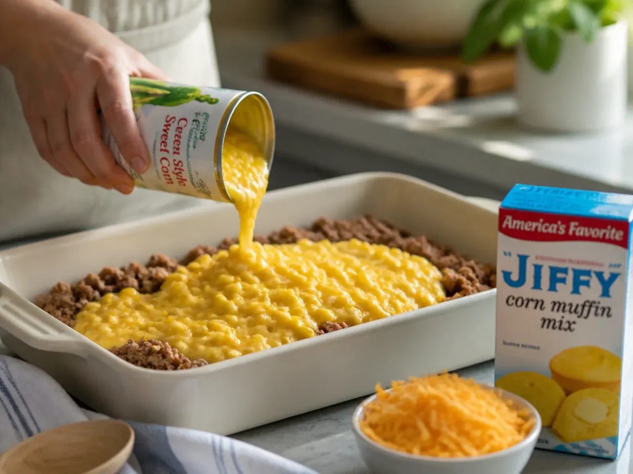 jiffy cornbread casserole recipe step 1