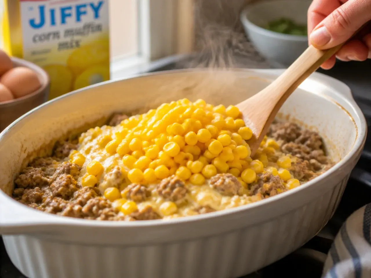 jiffy cornbread casserole recipe step 3