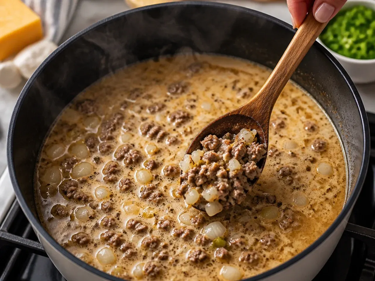 keto cheeseburger soup recipe step 4