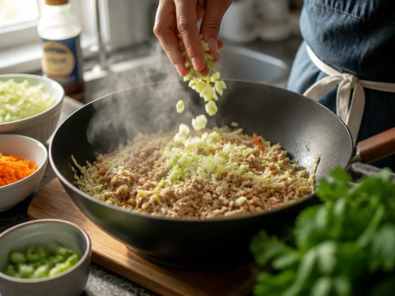 keto egg roll in a bowl recipe step 1