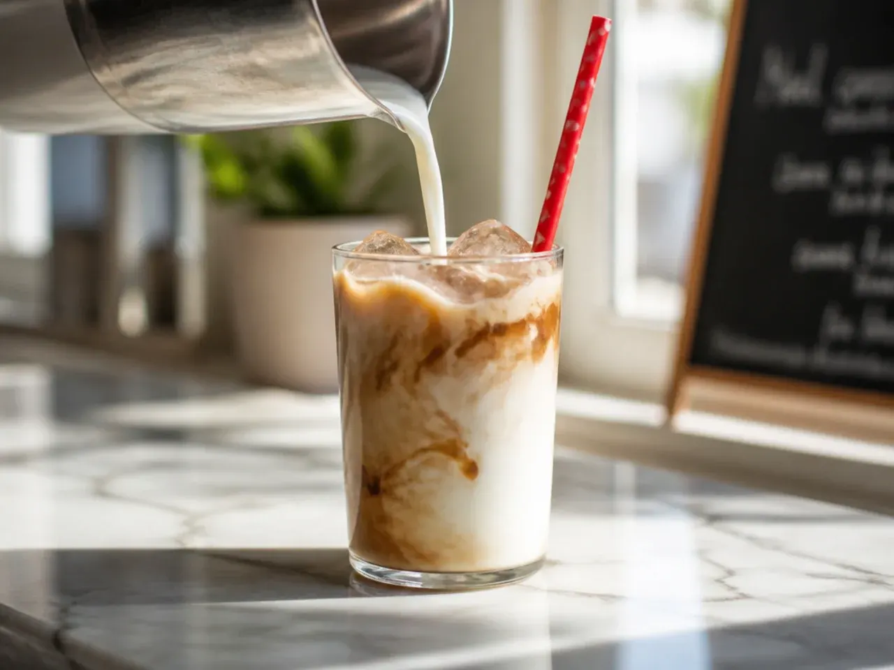Creamy keto coconut Diet Coke dirty soda in a glass with a coconut cream swirl