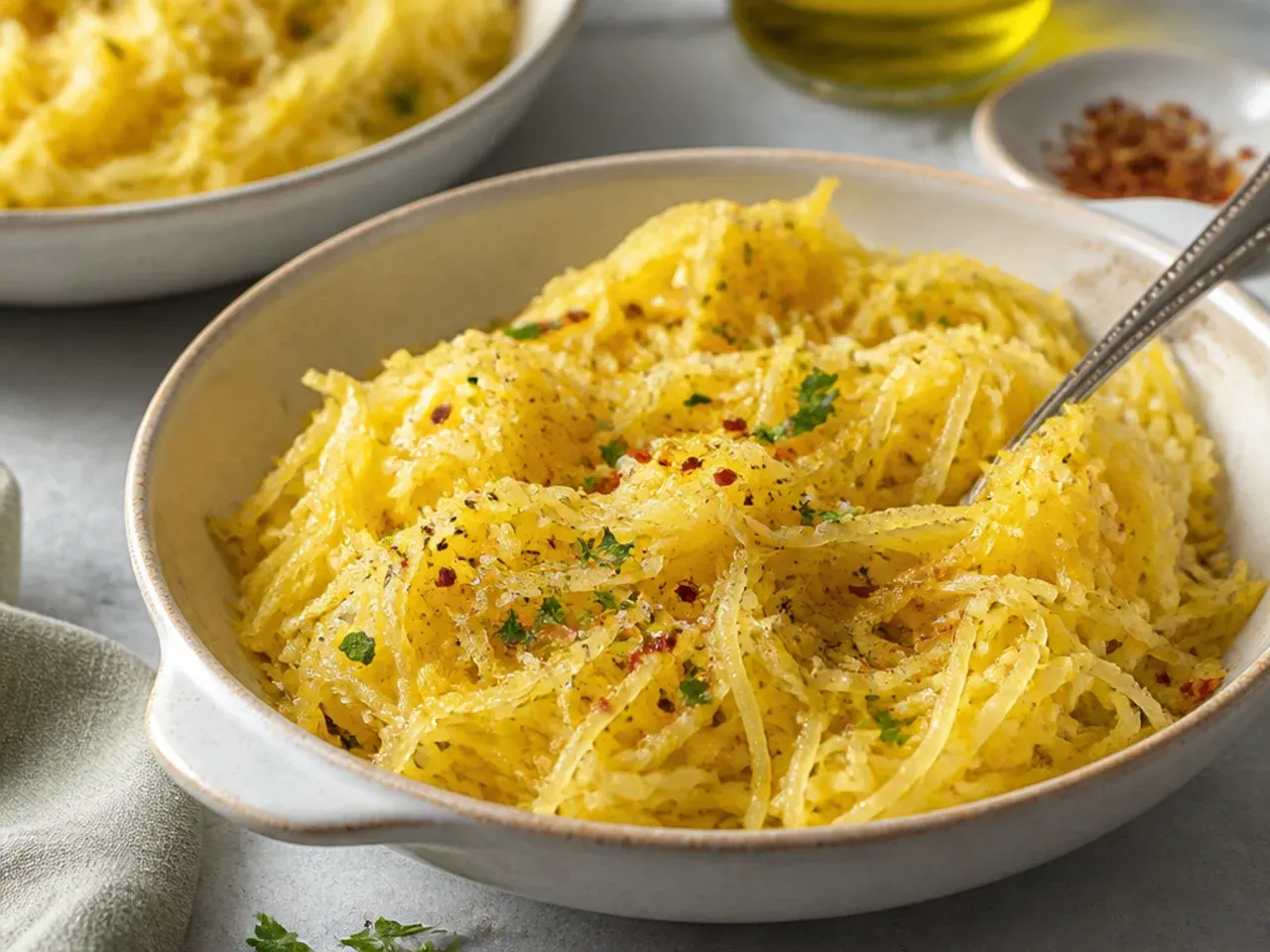 Quick weeknight spaghetti squash skillet with sauce and cheese
