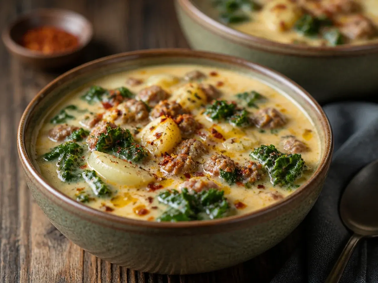 Weeknight keto zuppa toscana soup made quickly in an electric pressure cooker