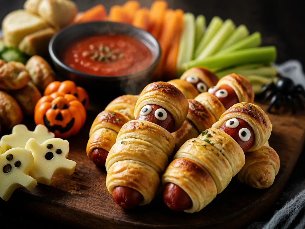 Make-ahead Halloween snack portions packed into small lidded containers