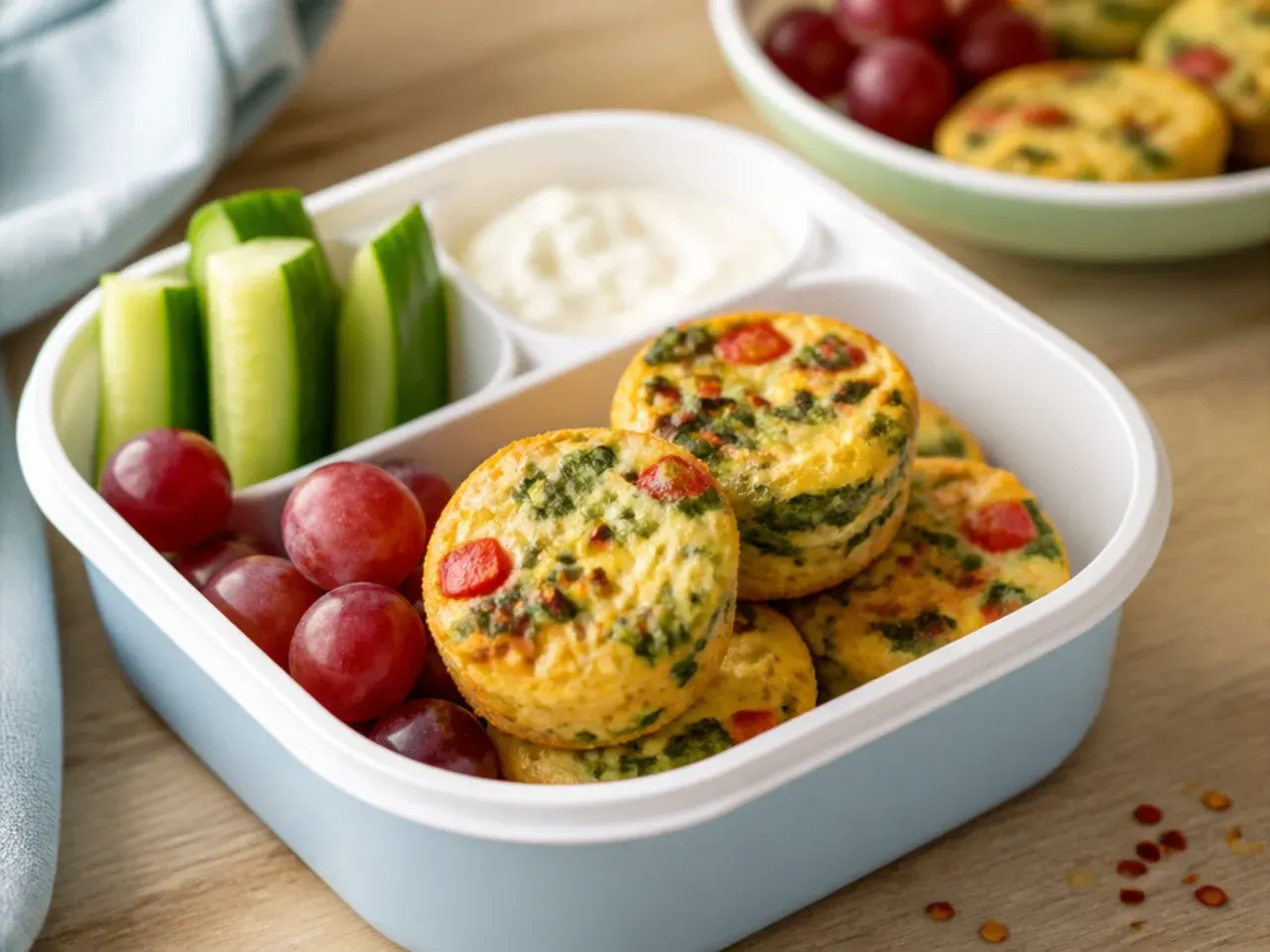 Mini frittatas cooling on a tray before being bagged for the freezer