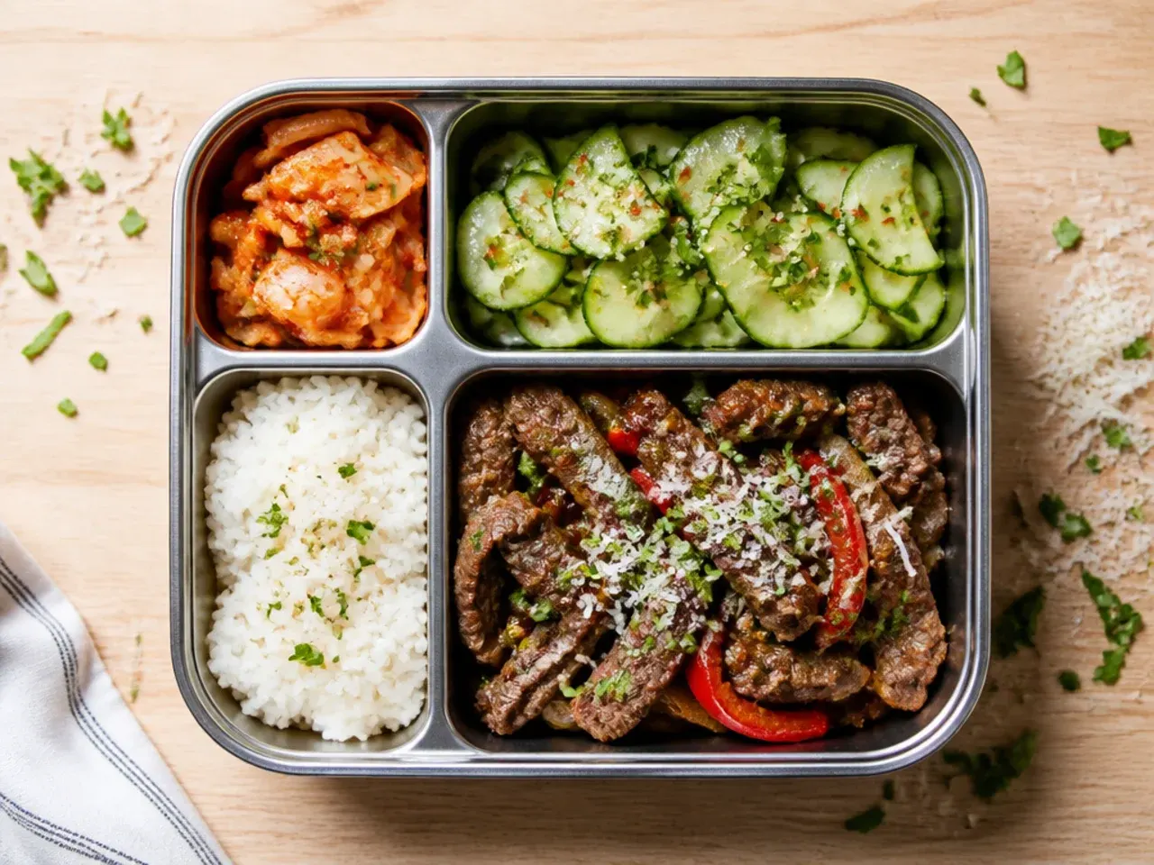 Thinly sliced raw rib-eye beef ready for a bulgogi marinade