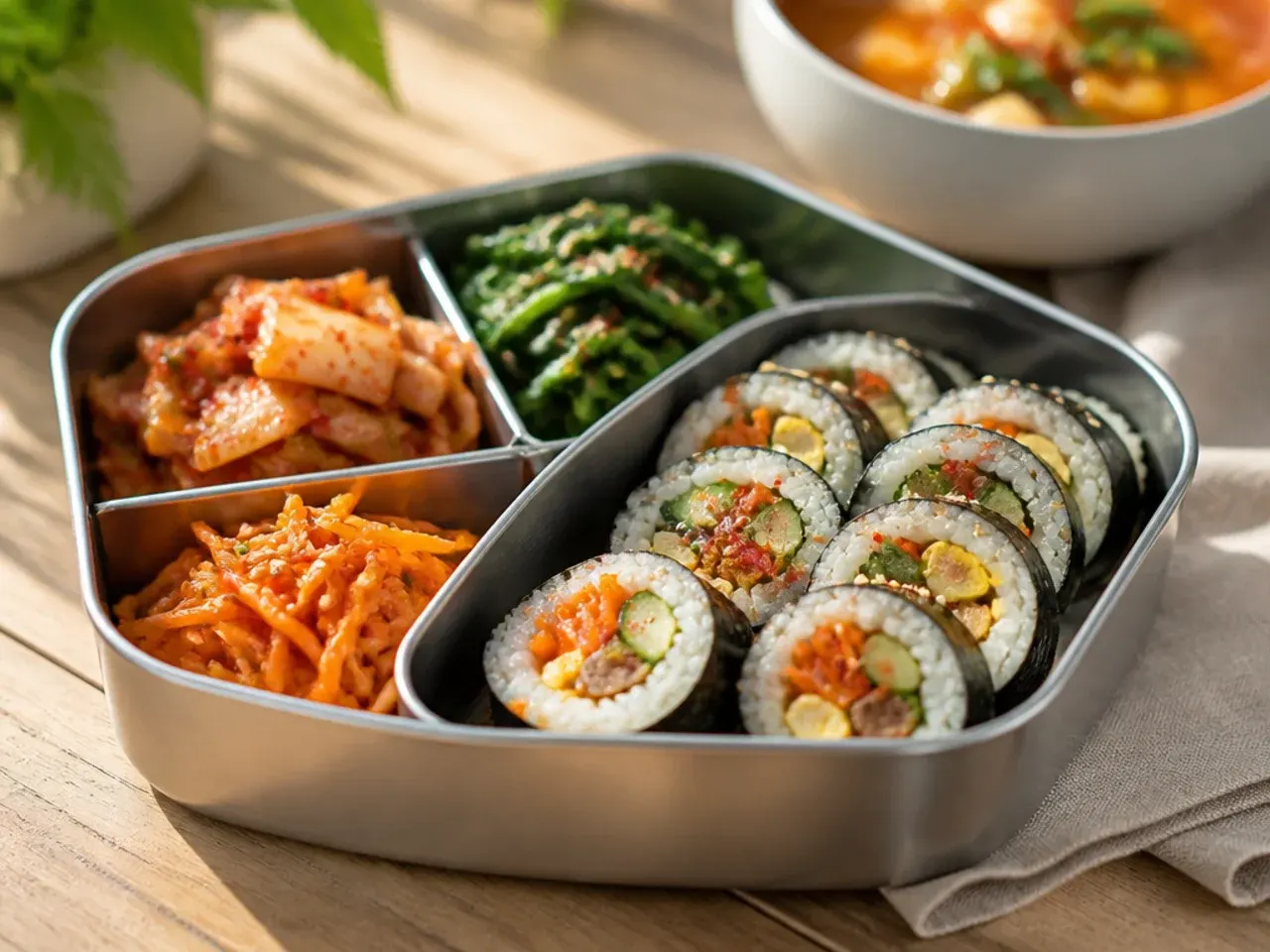 Neatly sliced round kimbap pieces arranged on a serving plate