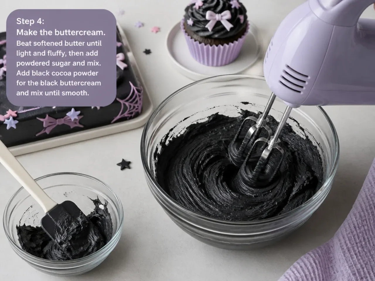 kuromi bento cake — step 4: make the buttercream