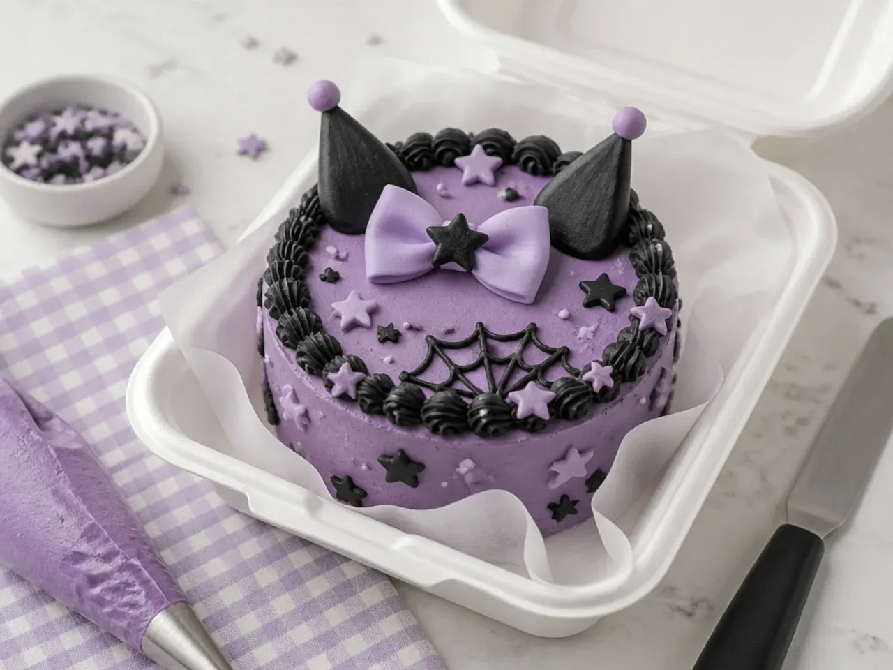 Tips for making kuromi bento cake decorating easier with chilled buttercream